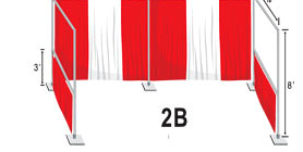 2B multiple booth diagram, the Open Booth: custom setup, no cross-frame, divider in between and in front of two booths