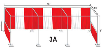 3A multiple booth diagram: standard setup, no divider between three booths