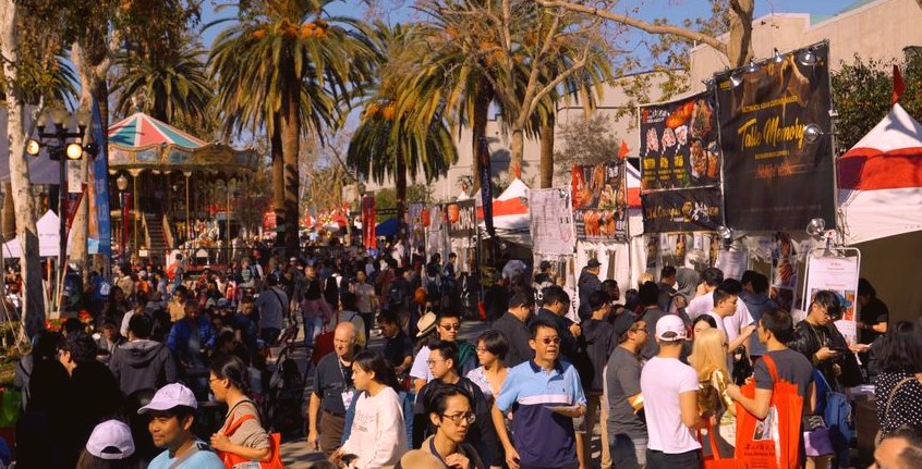 Crowds along the food street