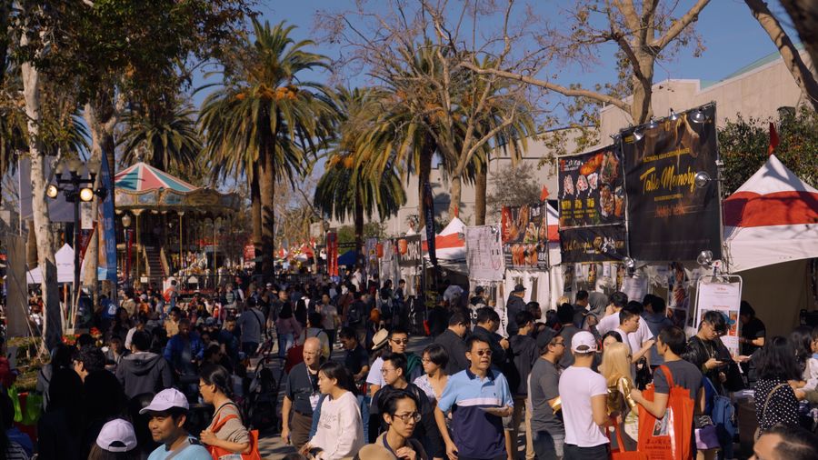 Crowds along the food street